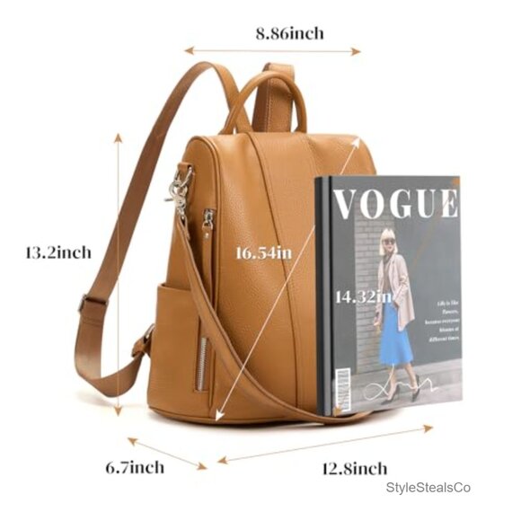 Genuine Leather Anti-Theft Backpack Purse Large Capacity Convertible Shoulder main image 5